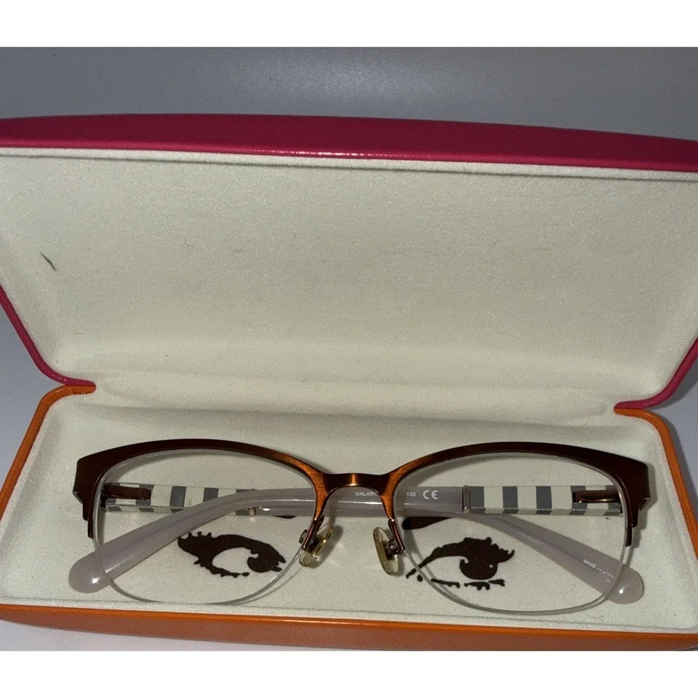 Kate Spade Valary PJW Authentic Copper Half Rim Eyeglass Frames 51-16-135 & Case